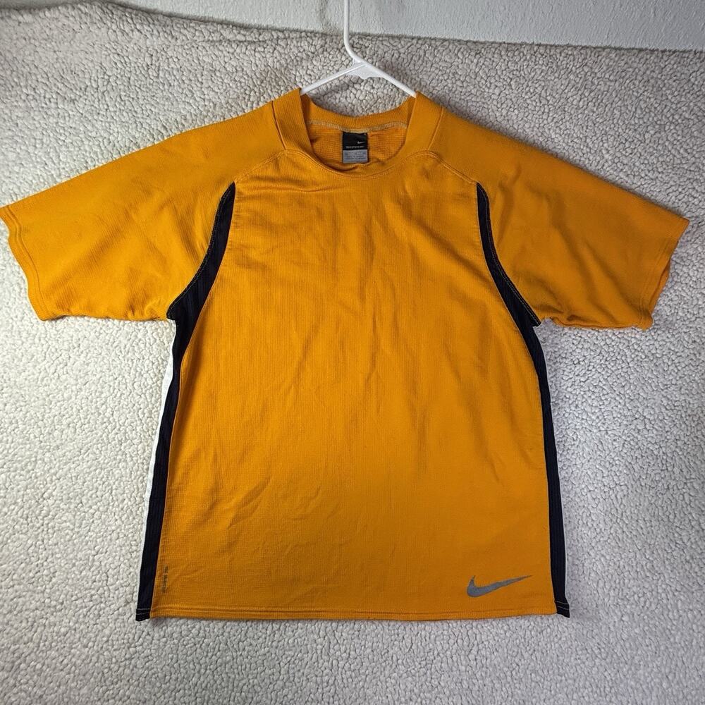 Vintage Nike Sphere XL Dry Shirt Orange Men Athletic Short Sleeve Waffle Y2K